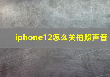 iphone12怎么关拍照声音