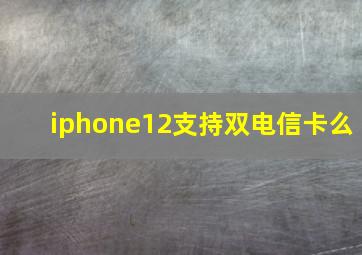 iphone12支持双电信卡么