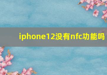 iphone12没有nfc功能吗