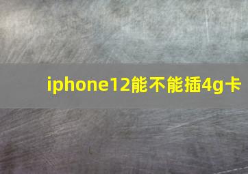 iphone12能不能插4g卡