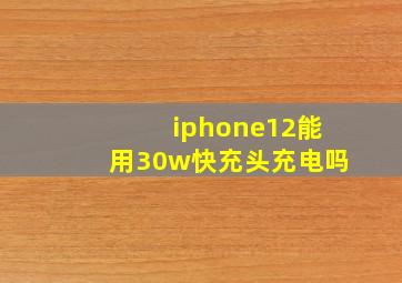 iphone12能用30w快充头充电吗