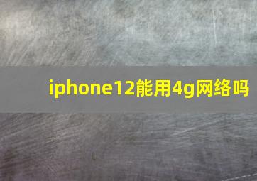 iphone12能用4g网络吗