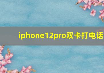 iphone12pro双卡打电话