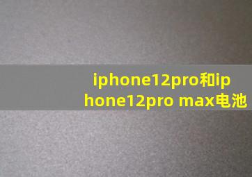 iphone12pro和iphone12pro max电池