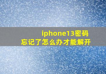 iphone13密码忘记了怎么办才能解开