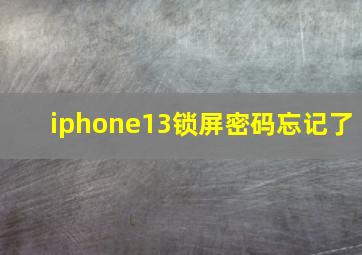 iphone13锁屏密码忘记了