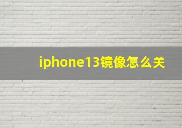 iphone13镜像怎么关