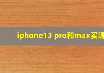 iphone13 pro和max买哪个