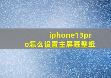 iphone13pro怎么设置主屏幕壁纸