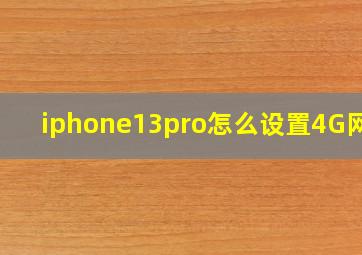 iphone13pro怎么设置4G网络