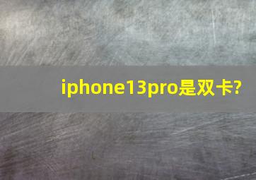 iphone13pro是双卡?