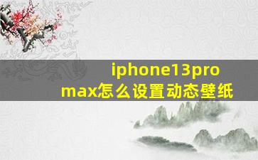 iphone13promax怎么设置动态壁纸