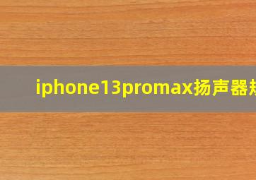 iphone13promax扬声器规格