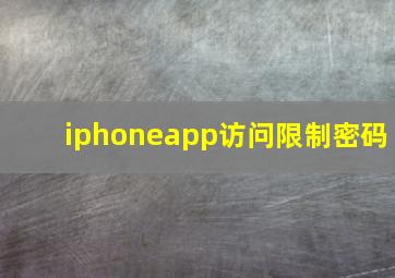 iphoneapp访问限制密码