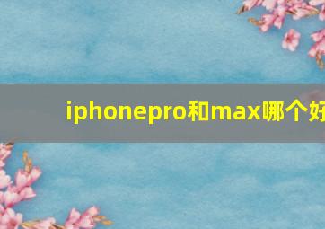 iphonepro和max哪个好