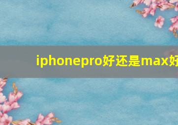 iphonepro好还是max好