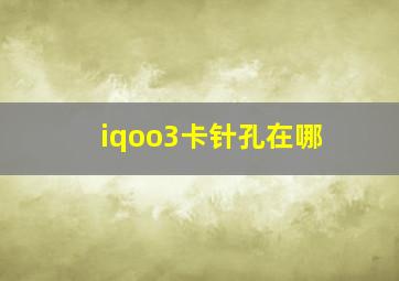 iqoo3卡针孔在哪