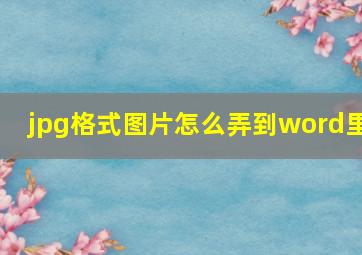 jpg格式图片怎么弄到word里