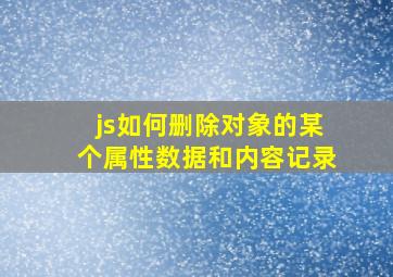 js如何删除对象的某个属性数据和内容记录