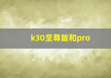 k30至尊版和pro