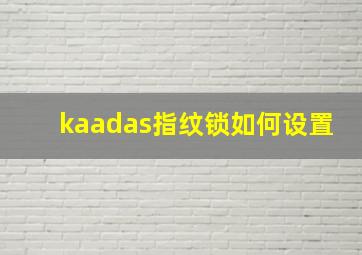 kaadas指纹锁如何设置