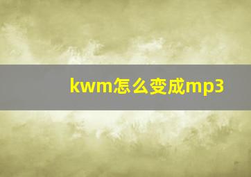 kwm怎么变成mp3