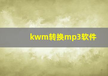 kwm转换mp3软件