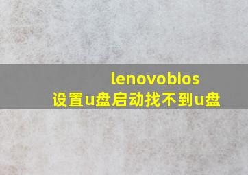 lenovobios设置u盘启动找不到u盘