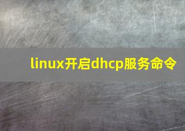 linux开启dhcp服务命令