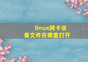 linux网卡设备文件在哪里打开