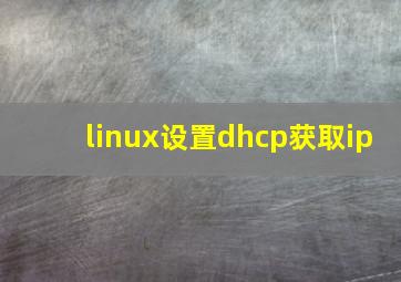 linux设置dhcp获取ip