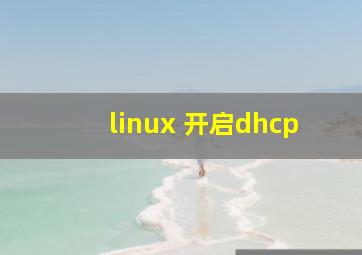 linux 开启dhcp