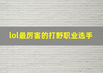 lol最厉害的打野职业选手