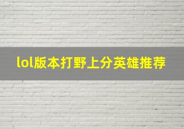 lol版本打野上分英雄推荐