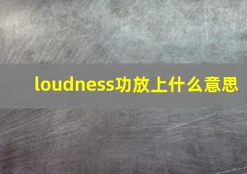 loudness功放上什么意思