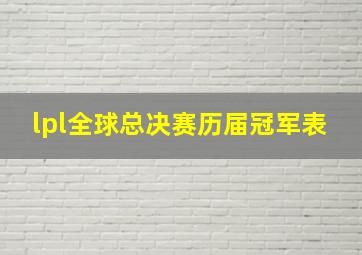 lpl全球总决赛历届冠军表