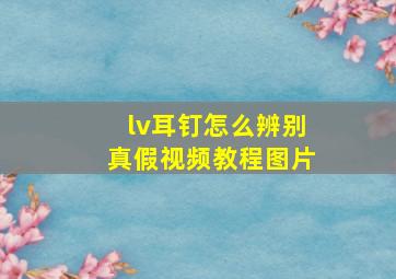 lv耳钉怎么辨别真假视频教程图片