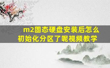 m2固态硬盘安装后怎么初始化分区了呢视频教学