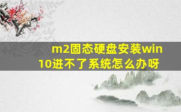 m2固态硬盘安装win10进不了系统怎么办呀