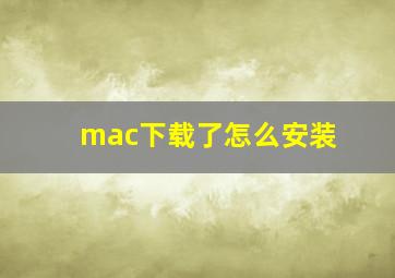 mac下载了怎么安装