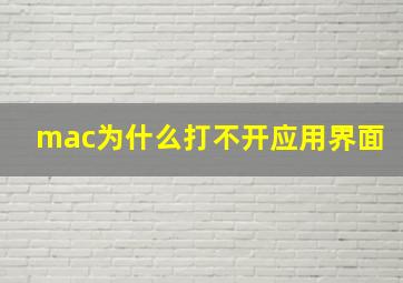 mac为什么打不开应用界面