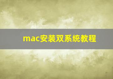 mac安装双系统教程