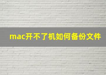 mac开不了机如何备份文件