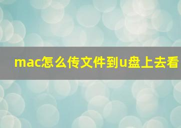 mac怎么传文件到u盘上去看