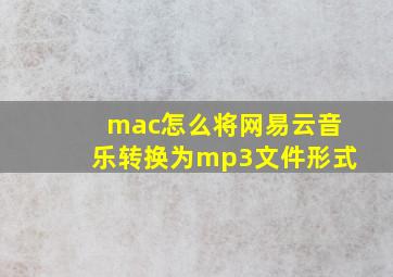 mac怎么将网易云音乐转换为mp3文件形式