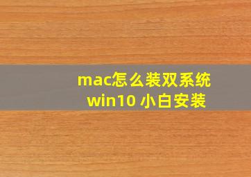 mac怎么装双系统win10 小白安装