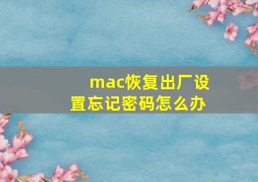 mac恢复出厂设置忘记密码怎么办