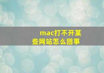 mac打不开某些网站怎么回事