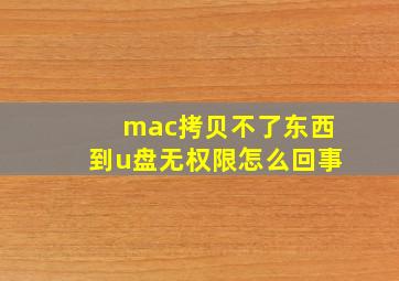 mac拷贝不了东西到u盘无权限怎么回事