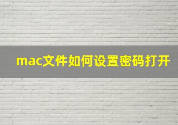 mac文件如何设置密码打开